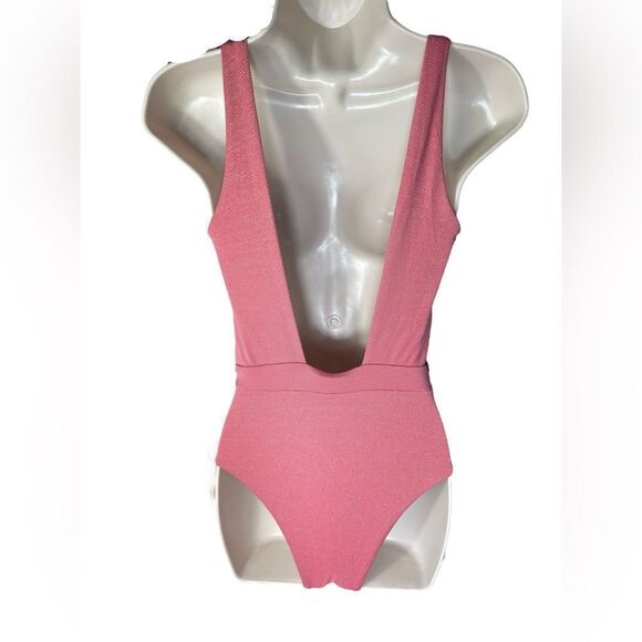 Maaji Pink Watermelon Serenna V Neck Reversible One Piece Swimsuit - Picture 7 of 13